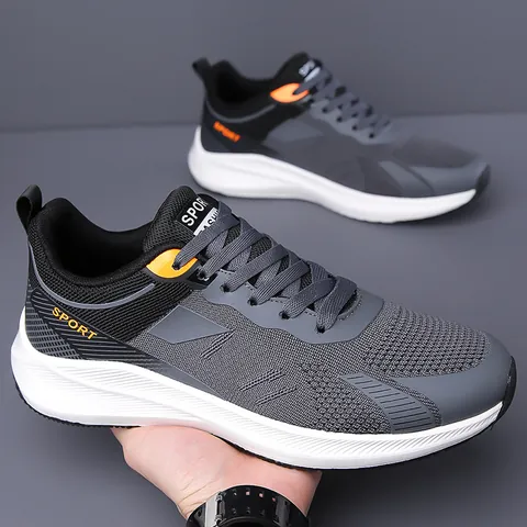 Men's Breathable Mesh Running Shoes Lightweight Non-slip Athletic Casual Sneakers Flyknit Sport Fashion Walking Shoes For Summer