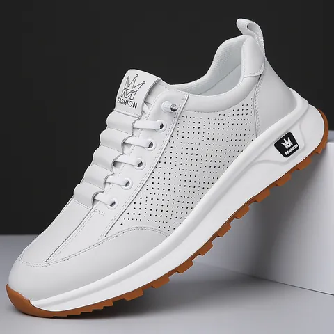 Herren Casual Sportschuhe Atmungsaktiv Hohl Kunstleder Slipper Sneaker Rutschfeste Gummisohle Mode Walking Loafer