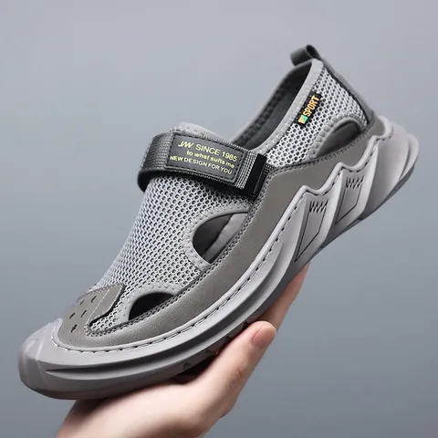 Sandales de Sport en Maille Respirante pour Hommes Été Chaussures de Marche Décontractées Avec Auto-agrippant Semelle Antidérapante