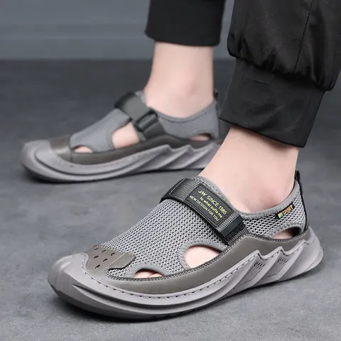 Sandales de Sport en Maille Respirante pour Hommes Été Chaussures de Marche Décontractées Avec Auto-agrippant Semelle Antidérapante