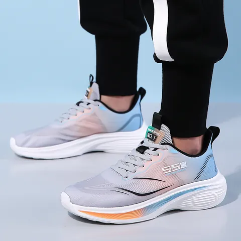 Scarpe da Corsa Uomo in Mesh Traspirante Leggere Ammortizzate Casual Sneakers Sportive Sfumate Suola Antiscivolo