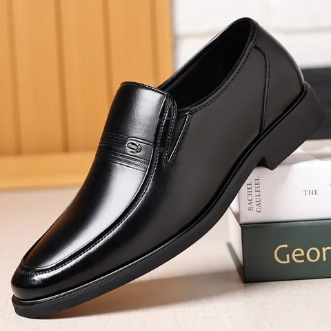 Men Business Leather Shoes Microfiber Leather Slip On Loafers Breathable Formal Office Shoes British Style Mens Footwear