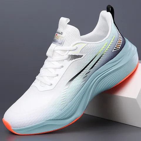 Chaussures de Course en Maille Respirante pour Hommes Légères avec Absorption des Chocs Sneakers Décontractées Semelle Épaisse Dégradée Chaussures de Sport Marche à Lacets