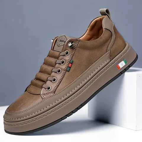 Men Casual Microfiber Leather Shoes Breathable Soft Sole Non-slip Loafers No-tie Fashion Board Shoes For Daily Office