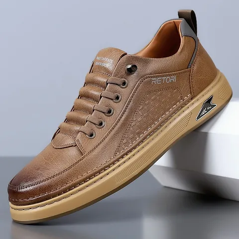 Chaussures Décontractées en Microfibre pour Hommes à Enfiler Chaussures de Skate Couleur Unie Légères Bout Rond