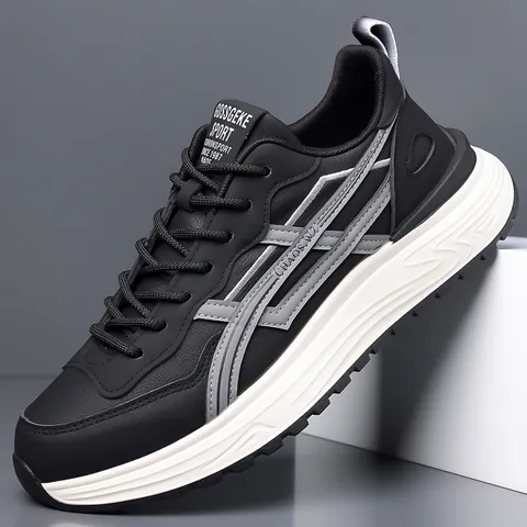Men Fashion Casual Sports Sneakers Retro Dad Shoes Breathable Non-Slip Running Shoes With Synthetic Leather PVC Sole