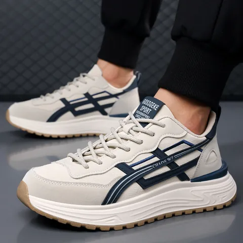 Men Fashion Casual Sports Sneakers Retro Dad Shoes Breathable Non-Slip Running Shoes With Synthetic Leather PVC Sole