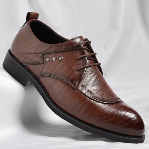 Scarpe Formale da Uomo Business Stile Britannico Punta Appuntita in Pelle Riciclata Oxford Antiscivolo Traspirante Matrimonio Sposo