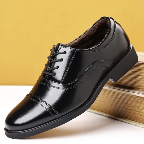 Men's Microfiber Leather Business Dress Shoes Cap Toe Formal Oxford Shoes For Wedding Office Classic British Style Black Footwear