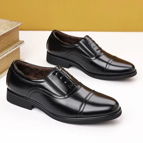 Men's Microfiber Leather Business Dress Shoes Cap Toe Formal Oxford Shoes For Wedding Office Classic British Style Black Footwear
