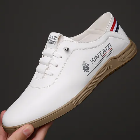 Men's Casual Leather Shoes Soft Sole Non-Slip Driving Shoes Fashion White Brown Black Breathable British Style Loafers