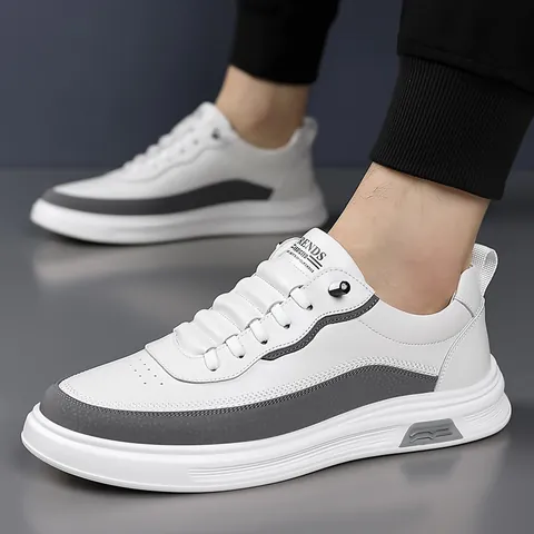 Men Casual Board Shoes Lightweight Breathable Microfiber Leather Fashion Sneakers Soft Sole Versatile Low Top Walking Shoes