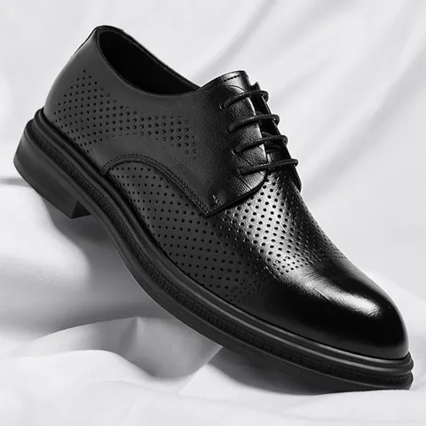 Herren Business Formelle Lederschuhe Atmungsaktiv Ausgehöhlt Derby Schuhe Britischer Stil Höhensteigernd Hochzeit Schuhe Für Herren