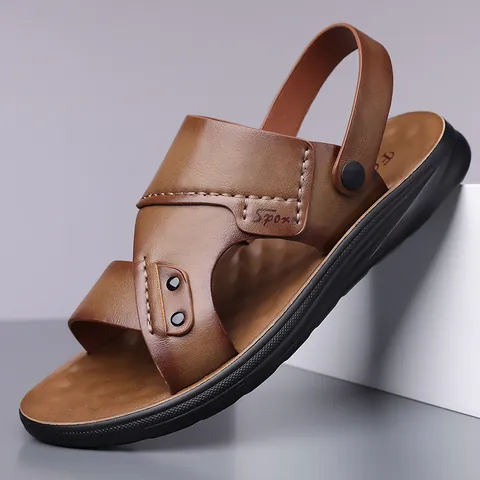 Herren Casual Rindsleder Sandalen Rutschfeste Strandschuhe Weiche Sohle Zwei-Wege Slipper Für Outdoor Sommer Herren Schuhe