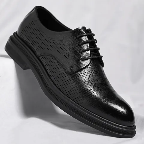 Scarpe Formale da Uomo in Pelle Business Traspiranti Traforate Rialzate Derby per Matrimonio Ufficio Estate Calzature Moda