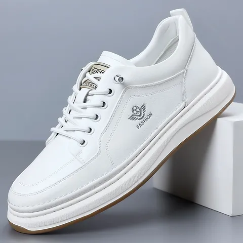 Men's Casual Board Shoes Minimalist Synthetic Leather Low Top Slip On Sneakers Breathable Non-Slip Fashion Flat Shoes
