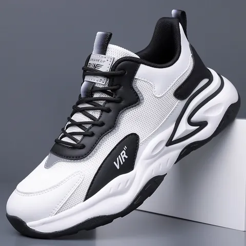Men Large Size Mesh Sneakers Breathable Lightweight Casual Running Shoes Fashion Chunky Sports Shoes Outdoor Daily Walking Shoes