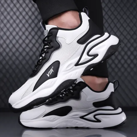 Men Large Size Mesh Sneakers Breathable Lightweight Casual Running Shoes Fashion Chunky Sports Shoes Outdoor Daily Walking Shoes