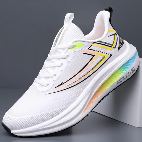 Men Breathable Flyknit Sports Running Shoes Lightweight Non Slip Soft Sole Sneakers For Youth Students Casual Outdoor Fitness