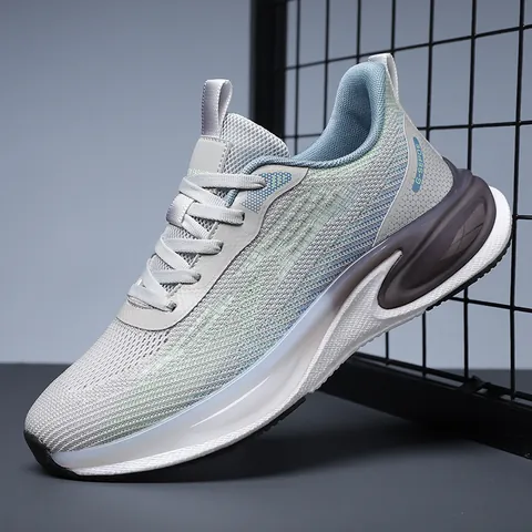 Herren Übergröße Fly-Knit Mesh Sportliche Freizeitschuhe Atmungsaktiv Leichtgewicht Plattform Lauf-Sneaker Rutschfeste Mode Wanderschuhe Sommer