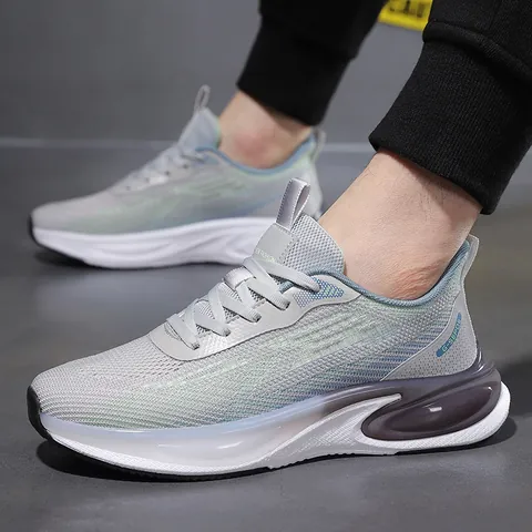 Herren Übergröße Fly-Knit Mesh Sportliche Freizeitschuhe Atmungsaktiv Leichtgewicht Plattform Lauf-Sneaker Rutschfeste Mode Wanderschuhe Sommer