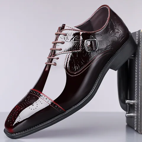 Men's Genuine Leather Business Formal Shoes British Style Brogue Carving Oxford Monk Strap Groom Wedding Dress Shoes