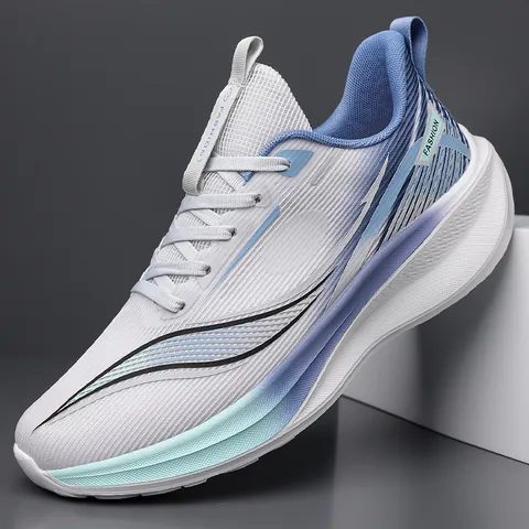 Heren Casual Mesh Hardloopschoenen Ademend Lichtgewicht Sport Sneaker Gradiënt Kleur Ontwerp Dikke Zool Mode Atletische Wandelschoenen