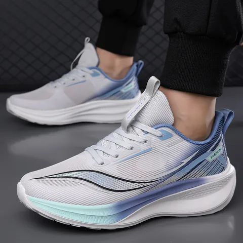 Heren Casual Mesh Hardloopschoenen Ademend Lichtgewicht Sport Sneaker Gradiënt Kleur Ontwerp Dikke Zool Mode Atletische Wandelschoenen