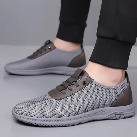 Men Fashion Mesh Sneakers Breathable Lightweight Flying Woven Walking Shoes Slip On Athletic Casual Loafers For Summer Outdoor