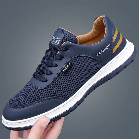 Men's Casual Athletic Sneakers Breathable Mesh Synthetic Leather Lightweight Running Walking Shoes For Daily Fashion Sports