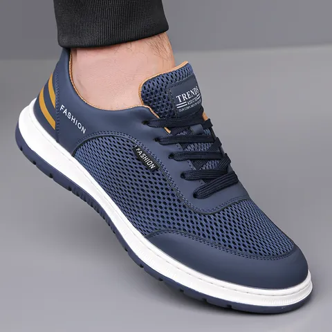 Men's Casual Athletic Sneakers Breathable Mesh Synthetic Leather Lightweight Running Walking Shoes For Daily Fashion Sports