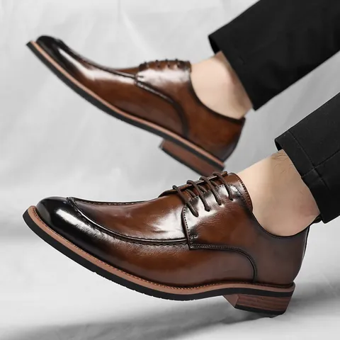 Men Business Dress Shoes British Style Lace Up Regenerated Leather Formal Footwear For Wedding Office Gentleman Wear