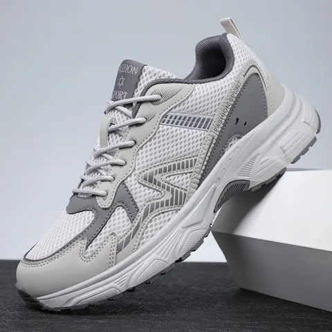 Men's Fashion Chunky Sneakers Lightweight Breathable Fly-knit Mesh Sporty Casual Shoes Walking Training Running Footwear