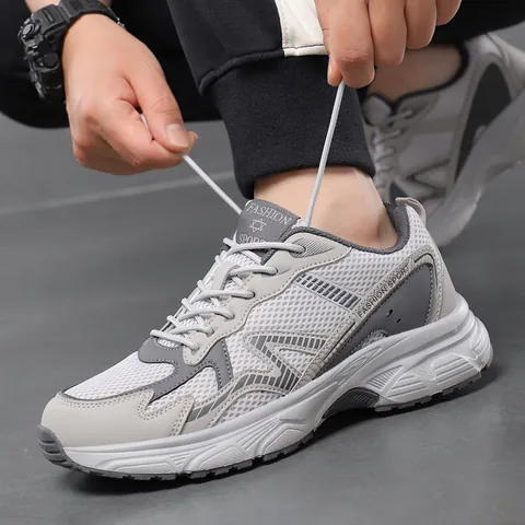 Men's Fashion Chunky Sneakers Lightweight Breathable Fly-knit Mesh Sporty Casual Shoes Walking Training Running Footwear