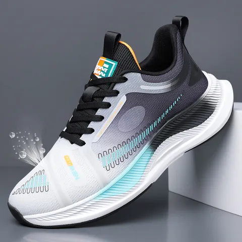 Men's Breathable Mesh Running Shoes Gradient Sole Lightweight Athletic Sneakers For Outdoor Jogging Gym Training Casual Walking