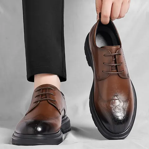 Chaussures en Cuir Formelles pour Hommes Motif Crocodile Gaufré Cuir Régénéré Lace-up Bas Mariage Bureau Chaussures Derby