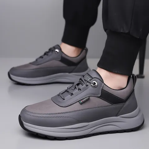 Men's Casual Sneakers Breathable Lightweight Outdoor Fashion Retro Sports Shoes Microfiber Leather Rubber Sole Lace Up Walking Footwear