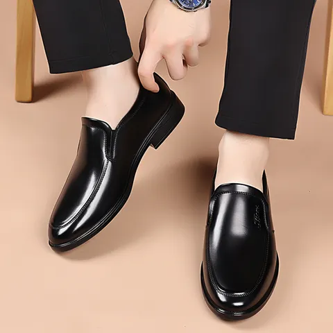 Men Business Casual Microfiber Leather Shoes Slip-On Non-Slip Soft Sole British Style Office Wedding Formal Loafers For Men