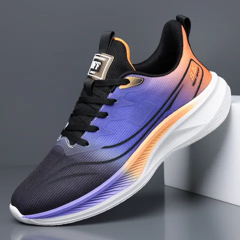 Men's Breathable Mesh Running Shoes Lightweight Gradient Non-Slip Athletic Sneakers Fashion Casual Walking Shoes For Youth