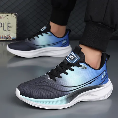 Men's Breathable Mesh Running Shoes Lightweight Gradient Non-Slip Athletic Sneakers Fashion Casual Walking Shoes For Youth