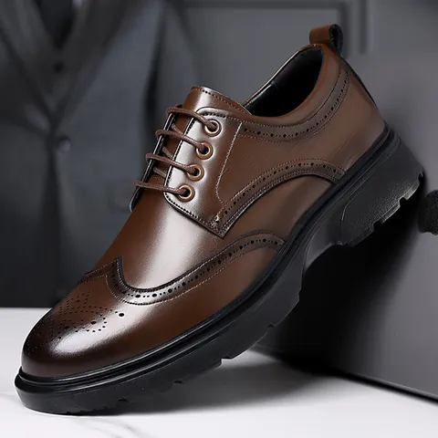 Herren Business Formelle Lederschuhe Rindsleder Brogue Wingtip Schnitzerei Schnürung Britischer Stil Rutschfest Oxford Derby Schuhe