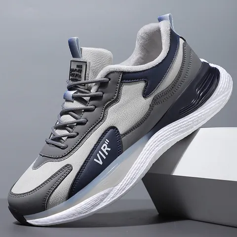 Men Fashion Casual Sneakers Winter Fleece Lined Warm Non Slip Thick Sole Sports Shoes Outdoor Travel Dad Shoes VIR