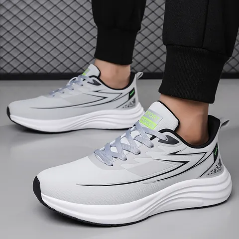 Baskets de Sport Décontractées pour Hommes en Maille Respirante Légères Chaussures de Course Mode Antidérapantes Semelle Épaisse Chaussures de Marche