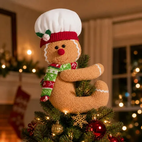 Navidad Hombre De Jengibre Decoración Árbol Peluche Gorro Cocinero Funda Botella Sujeta Cortinas
