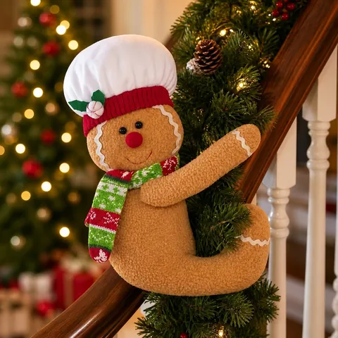 Muñeco De Abrazo Hombre De Jengibre Navidad Felpa Decoración Árbol De Navidad Funda Botella Vino Hebilla Cortina Festiva