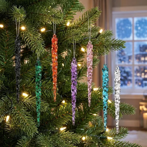 Weihnachts Eiszapfen Anhänger Acryl Transparent Festliche Baumschmuck Winter Urlaub Party Haus Deko