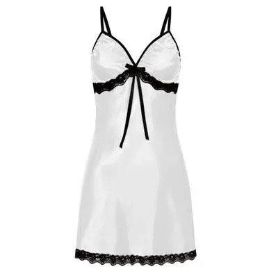 Damen Sexy Satin Nachthemd Spitzen Patchwork V-Ausschnitt Schleife Chemise Nachtwäsche Glatt Seidig Träger Lingerie Nachtkleid Home Wear