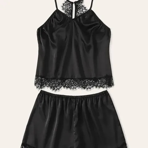 Grote Maat Vrouwen Satijn Cami Top En Shorts Kanten Rand Lingerie Sexy Slaapkleding Tweeledige Nachtkleding Gladde Lingerie