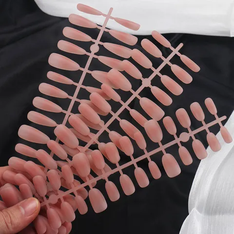 Matte Nude Pink Gradient Press On Nails Oval Almond Water Drop Shape Reusable False Nails For Women DIY Manicure Decoration