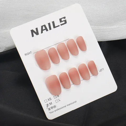 Matte Nude Pink Gradient Press On Nails Oval Almond Water Drop Shape Reusable False Nails For Women DIY Manicure Decoration